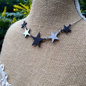 Black Stars necklace, stars,Acrylic stars,Acrylic Necklace,silver stars,silver, statement Necklace,star necklace, star necklace,star jewelry