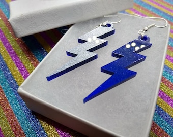 Lightning Bolt earings (Blue/Silver)