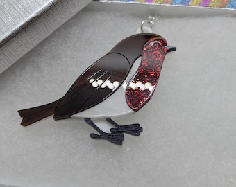 robin necklace,robin,Christmas necklace, acrylic necklace, acrylic jewelry,xmas necklace, lasercut necklace,Christmas jewelry