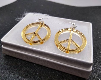 Gold Peace Sign Earrings