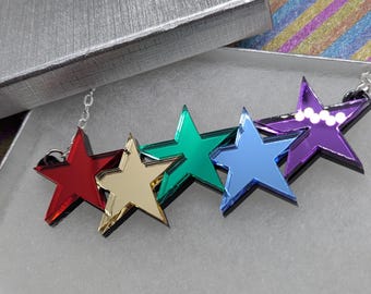 Large Rainbow Star Necklace, rainbow necklace, star necklace, rainbow star, acrylic necklace, lgbt necklace, pride necklace,statement neckla