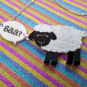 Acrylic Sheep Necklace, Lasercut Animal Jewelry - Acrylic Necklace - Lasercut Necklace - Acrylic Jewellery -