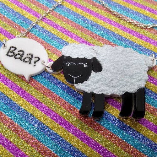 Acrylic Sheep Necklace, Lasercut Animal Jewelry - Acrylic Necklace - Lasercut Necklace - Acrylic Jewellery -
