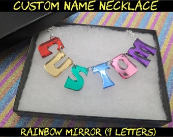 Rainbow Name necklace,custom necklace,custom name necklace,personalised necklace,customized necklace,word necklace,shiny necklace,custom