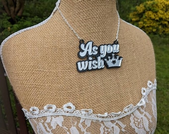 Silver Acrylic Necklace, as you wish necklace, as you wish, 80s necklace, acrylic necklace,necklace, movie