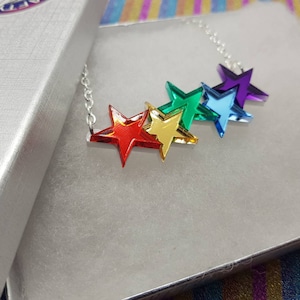 Rainbow Star Necklace, rainbow necklace, star necklace, rainbow star, acrylic necklace, lgbt necklace, pride necklace, gay necklace, pride