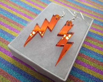 Lightning Bolt Orange Earrings