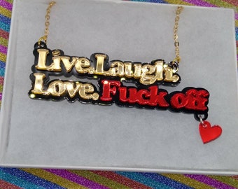 Live Laugh Love acrylic necklace