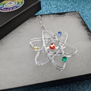 Acrylic Atomic Symbol Necklace, Science Jewelry