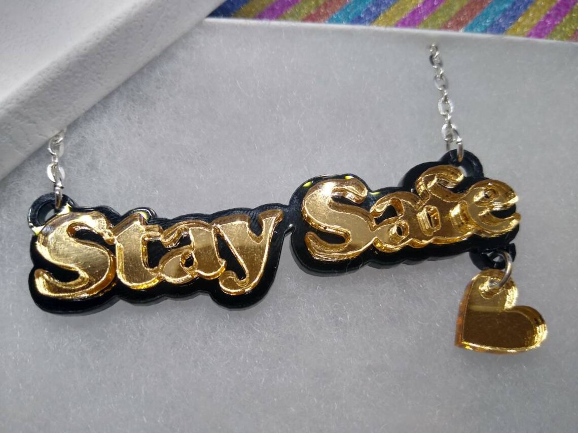 Stay safenecklacesafe necklace acrylic necklacelasercut Etsy