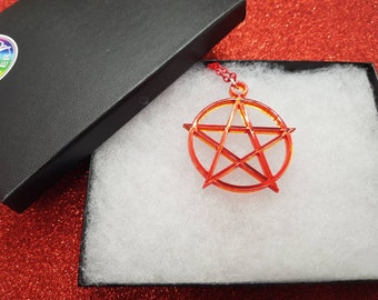 Pentagram necklace (red)