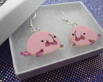 Blobfish earrings,blobfish jewelry,Acrylic earrings,Blobfish, earrings,acrylic jewelry,fun earrings,marine earrings,