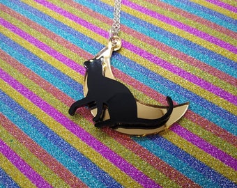 Cat And Moon Necklace