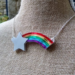 Rainbow, rainbow necklace, acrylic necklace, shooting Star necklace Shooting star rainbow, lasercut necklace, necklace