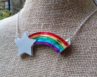 Rainbow Shooting Star Necklace