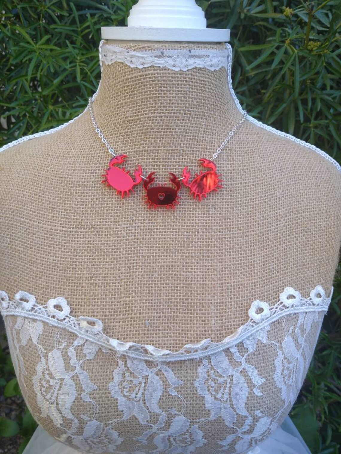 Crabs Necklace Crab Necklace Red Crabs Necklace Acrylic Etsy