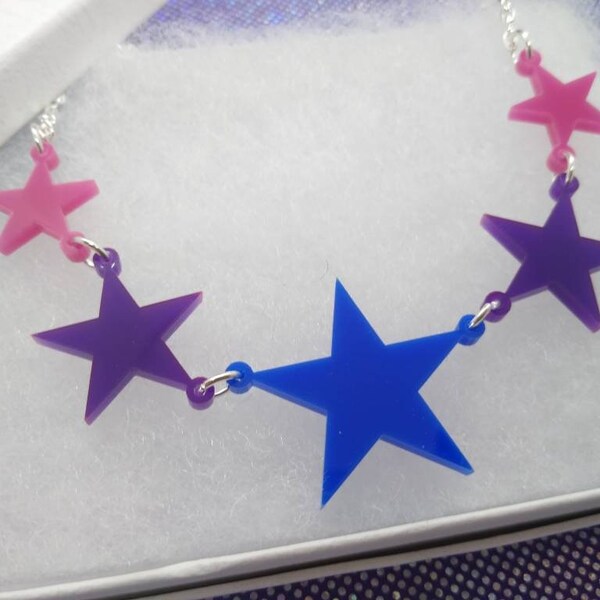 Bi Pride Star Necklace, Acrylic, Laser Cut