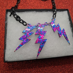 Sparkle Lightning Bolt Necklace,bolt,lightning,sparkly,acrylic necklace