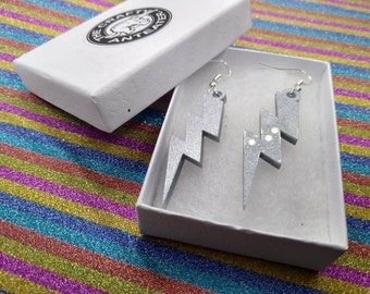 Lightning bolt earings (Silver)