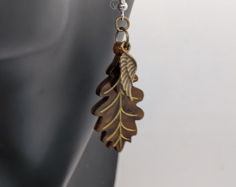 Autumn Earrings - leaf earrings - Laser Cut Jewelry, earrings, silver earrings - Acrylic Earrings - quirky earrings - fun Earrings