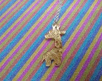 Giraffe necklace, acrylic necklace, giraffe, giraffe jewelery, laser cut giraffe, gold giraffe, gold giraffe necklace, gold necklace, animal