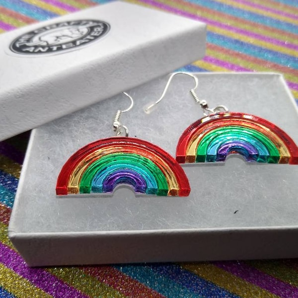 Rainbow earings,Acrylic earrings, earrings, rainbow, LGBT earrings, pride earrings, gay earrings, jewellery, Lasercut earrings