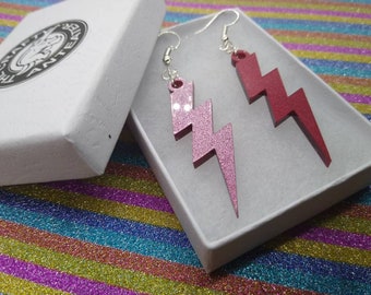 Lightning earings (Pink/Dark Red)