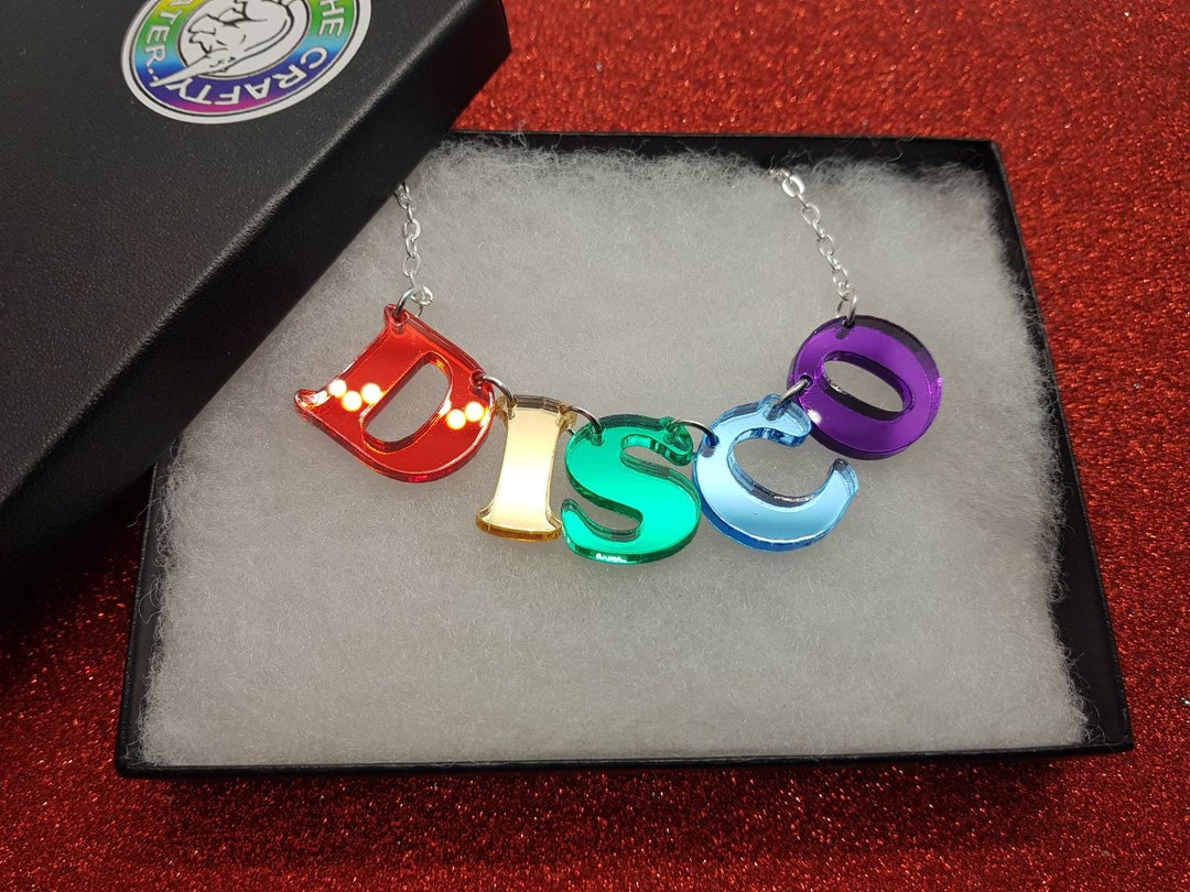 Disco Disco Necklace Disco Jewelry Disco Jewellery Acrylic Etsy
