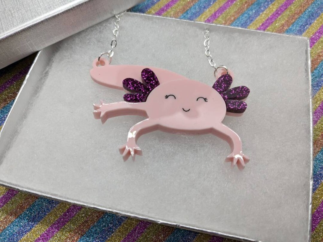 Collier Pendentif Axolotl Mignon - Alliage Avec Cristaux - Chaîne 50cm - Cadeau Tendance Pour Ados - 6