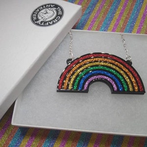 Rainbow necklace, LGBT Necklace, Rainbow, Gay Necklace,pride,LGBTQ,acrylic necklace,glitter necklace,quirky necklace,rainbow jewelry