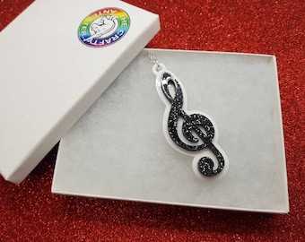 Treble Clef Necklace (Black)