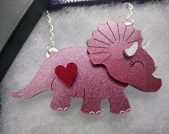 Triceratops Necklace Pink