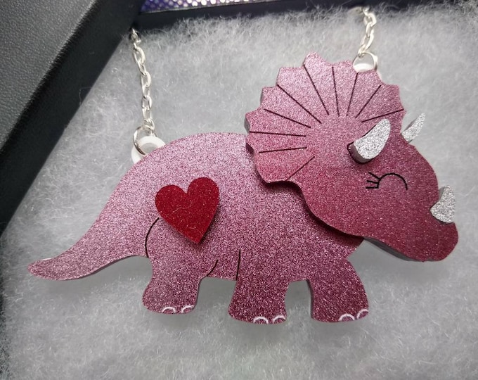 Featured listing image: Triceratops Necklace Pink