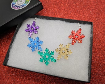 Rainbow Snowflake Necklace