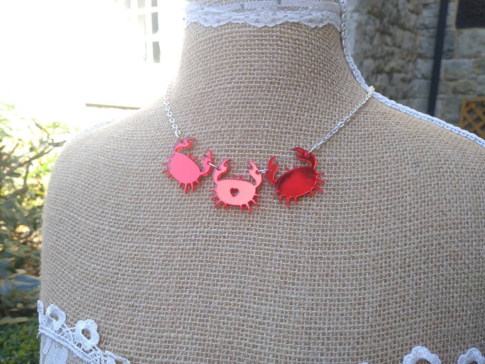 Crabs Necklace Crab Necklace Red Crabs Necklace Acrylic Etsy