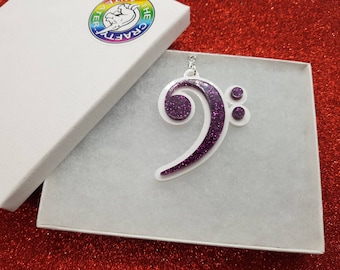 Bass Clef Necklace (Purple/Pink)