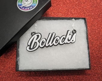 Bollocks necklace,bollocks necklace,necklace,statement necklace,statement jewelry,acrylic necklace,lasercut jewellery