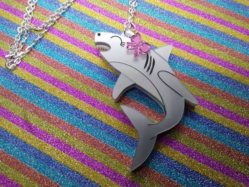 Shark necklace sharkjaws necklace acrylic necklacelasercut | Etsy