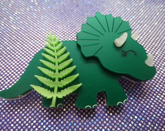 Triceratops Brooch