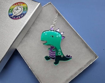 Green Dinosaur Necklace