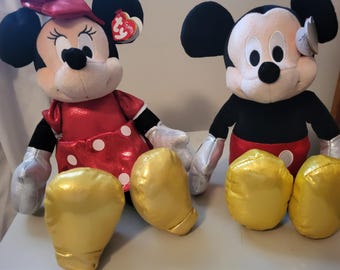 Vintage Mickey and Minnie Mouse plush toys