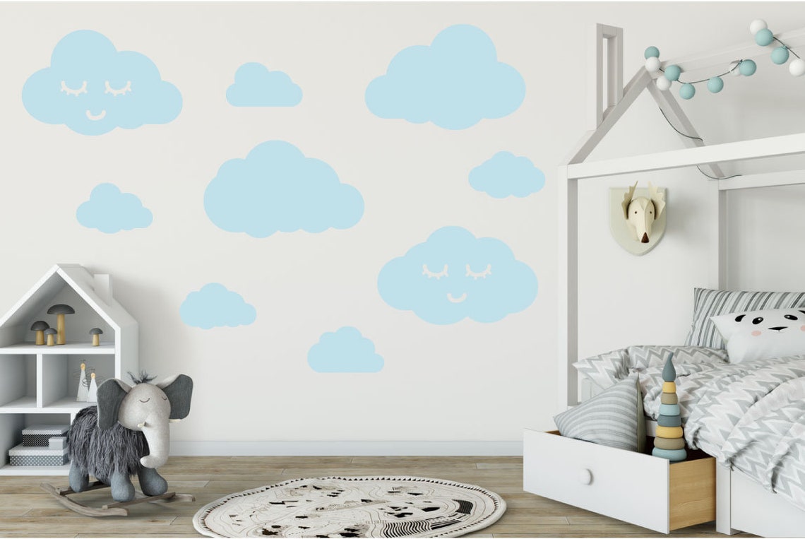 Cloud Stickers for Nursery Wall or Home Decorating 3 Big Etsy