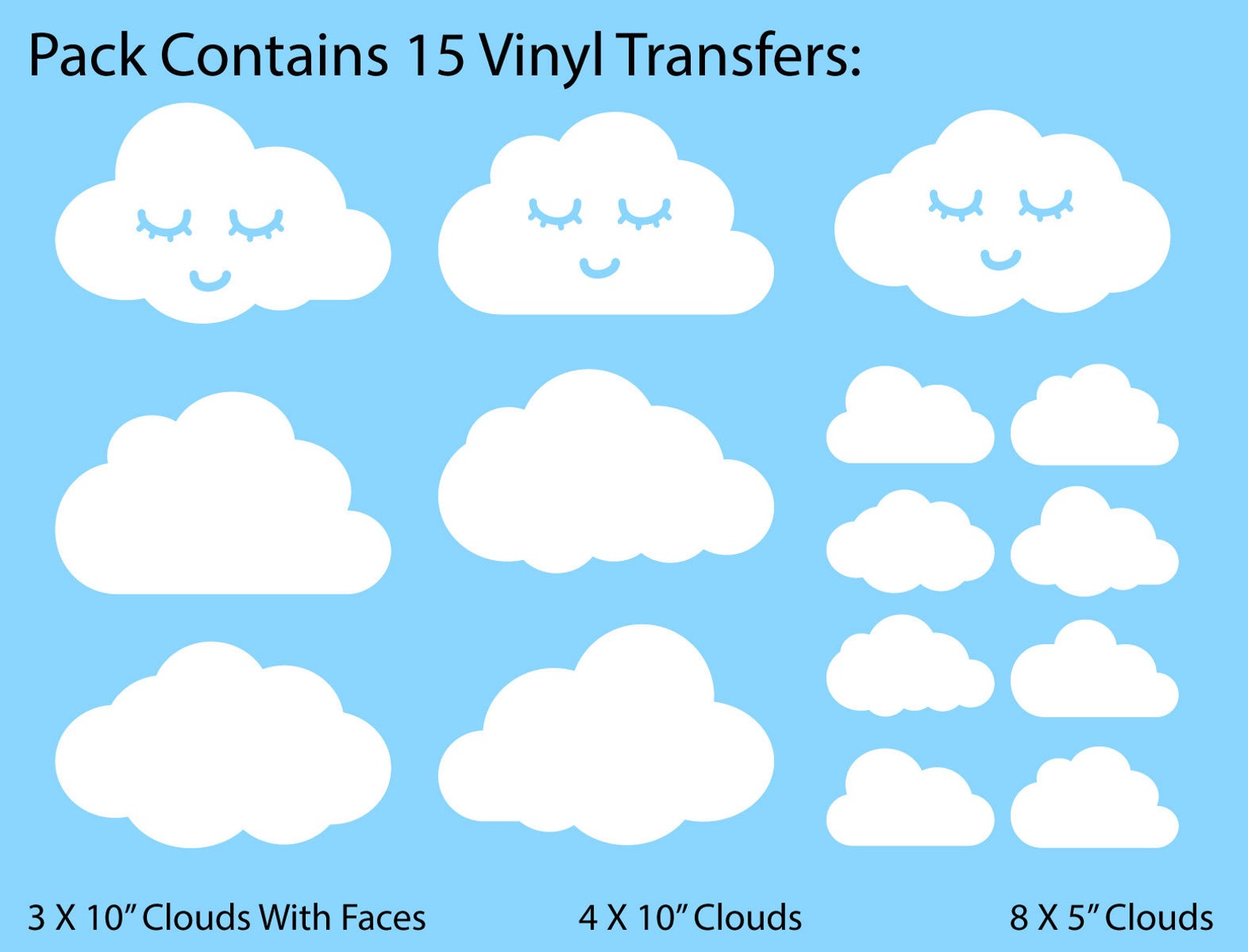 Cloud Stickers for Nursery Wall or Home Decorating 3 Big Etsy