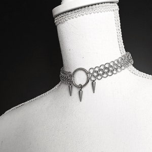 Chainmail necklace spiked cones in stainless steel, custom size