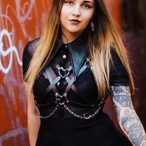 Harness hearts and chains, gothic lingerie, plus size available