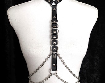 Harnais industriel avec cadenas, anneaux en D et chaînes en acier inoxydable,