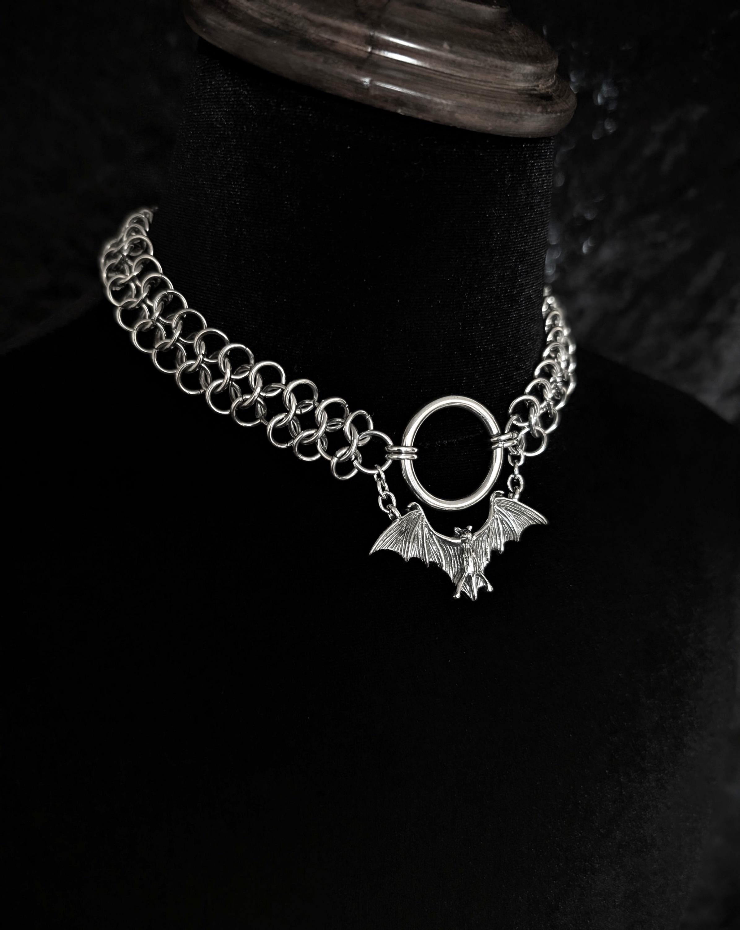 Victorian BAT Chainmail Necklace in Stainless Steel, Small Pendant ...