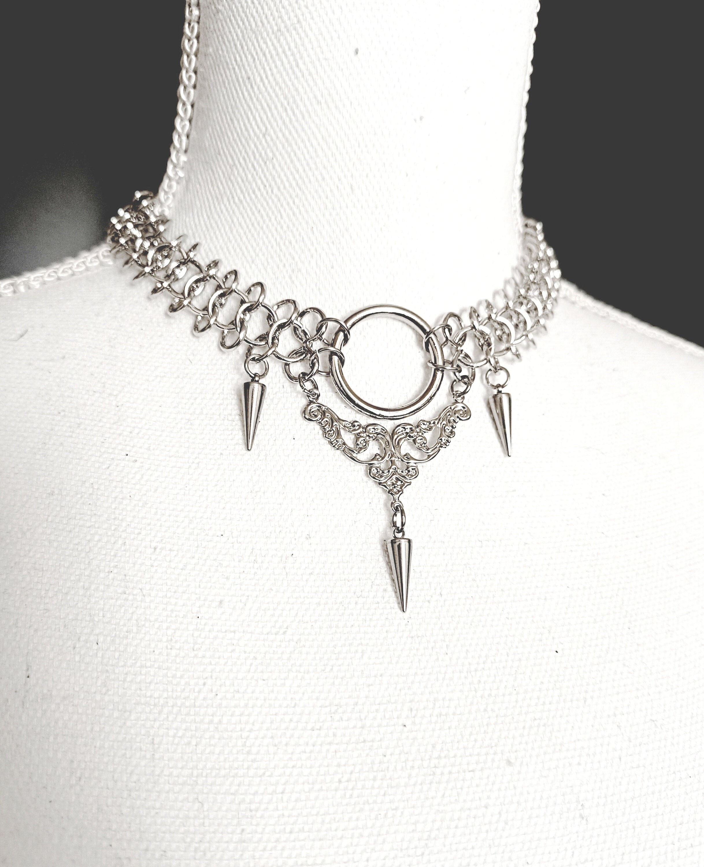 Vampire - Chainmaille gothic necklace/choker in stainless steel, medieval armor