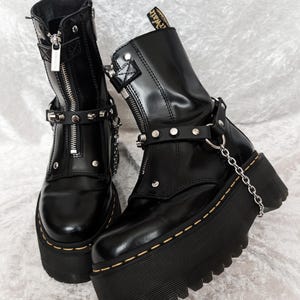 Studded Doc Boots Straps Biker Harness with chains –  Charms Options (pair)