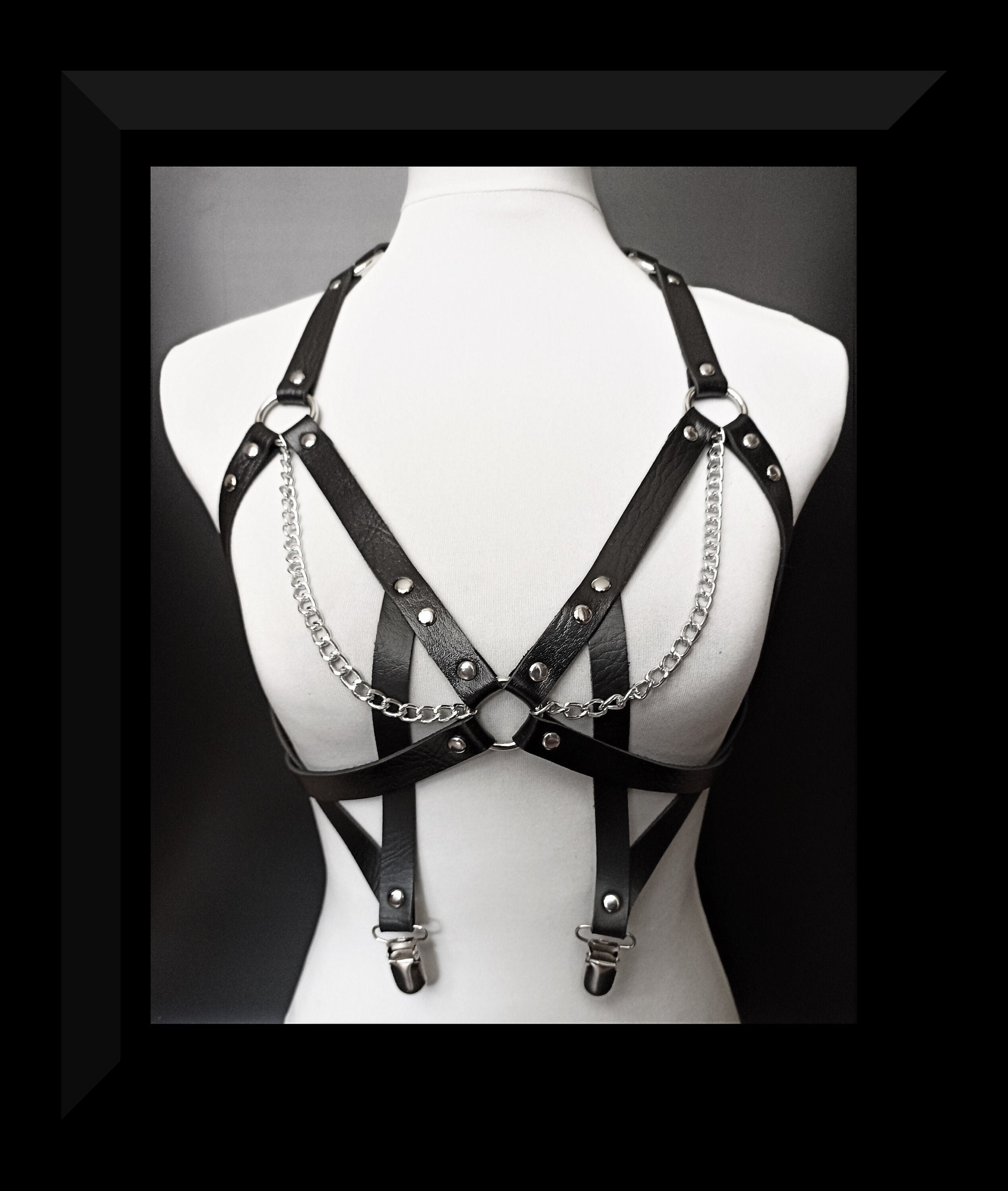 Harness Garter Belt Clips, Gothic Lingerie, Plus Size Available 